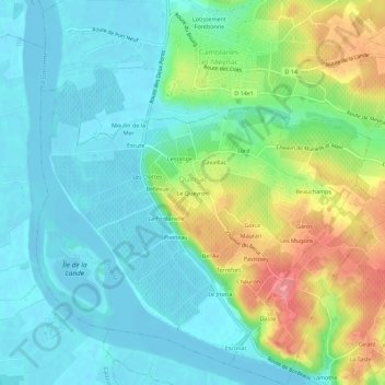 Mapa topográfico Le Queyron, altitude, relevo