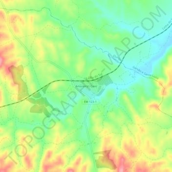 Mapa topográfico Amoreiras-Gare, altitude, relevo