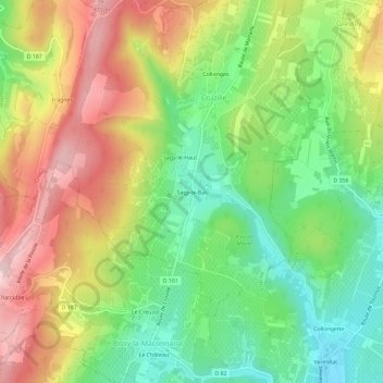 Mapa topográfico Sagy-le-Bas, altitude, relevo