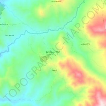Mapa topográfico Beni Atal-la, altitude, relevo
