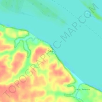 Mapa topográfico Tiririca, altitude, relevo