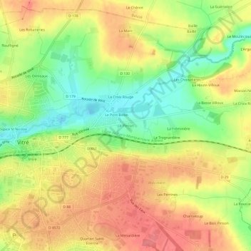 Mapa topográfico Le Plessis, altitude, relevo
