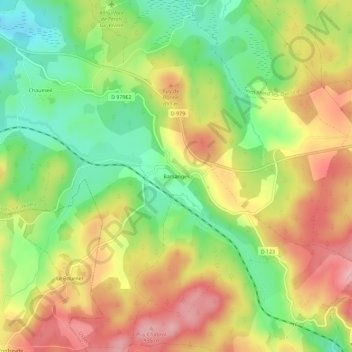 Mapa topográfico Barsanges, altitude, relevo
