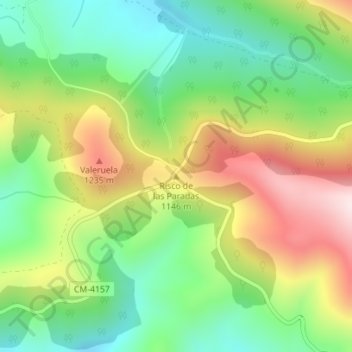 Mapa topográfico Risco de las Paradas, altitude, relevo