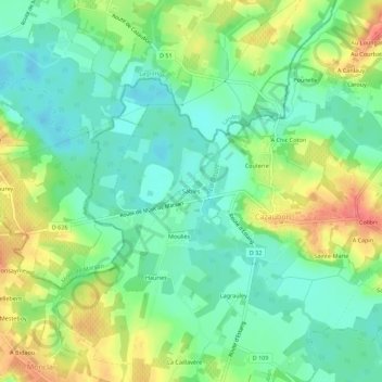 Mapa topográfico Sables, altitude, relevo