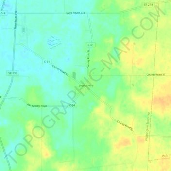 Mapa topográfico Lewistown, altitude, relevo