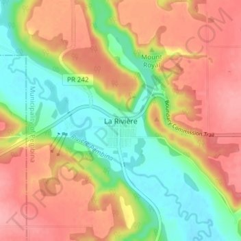 Mapa topográfico La Rivière, altitude, relevo