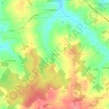 Mapa topográfico Le Chambon, altitude, relevo