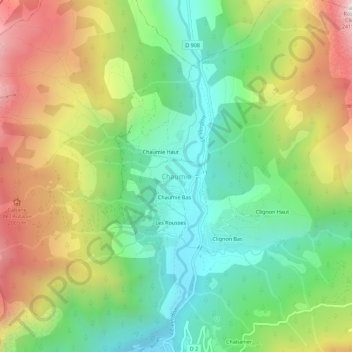 Mapa topográfico Chaumie, altitude, relevo