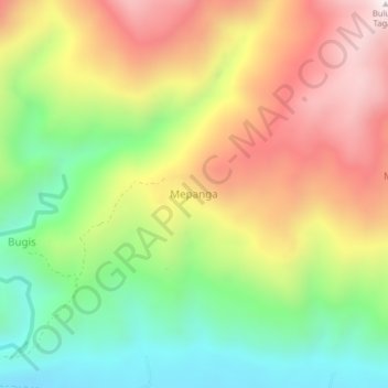 Mapa topográfico Mepanga, altitude, relevo