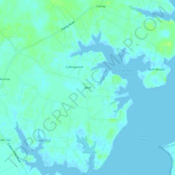 Mapa topográfico Abell, altitude, relevo