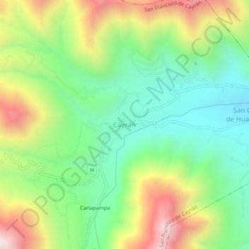 Mapa topográfico Cayran, altitude, relevo