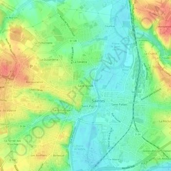 Mapa topográfico Saint-Vivien, altitude, relevo