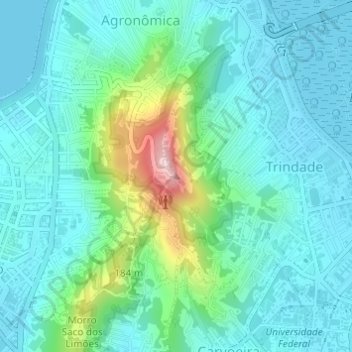 Mapa topográfico Morro da Cruz, altitude, relevo