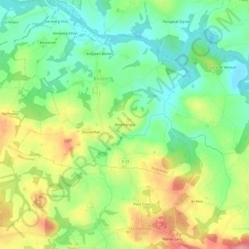 Mapa topográfico Restmengui, altitude, relevo