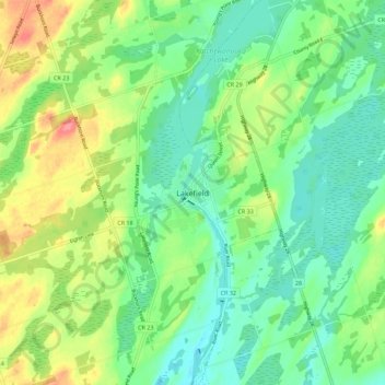 Mapa topográfico Lakefield, altitude, relevo