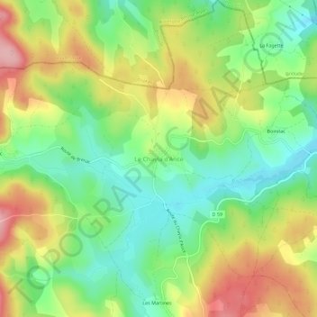 Mapa topográfico Le Chayla d'Ance, altitude, relevo