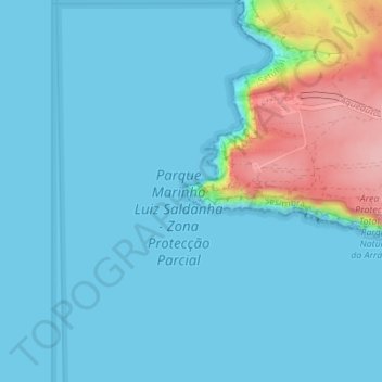 Mapa topográfico Cabo Espichel, altitude, relevo