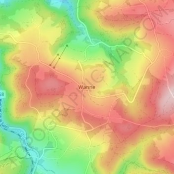 Mapa topográfico Wanne, altitude, relevo