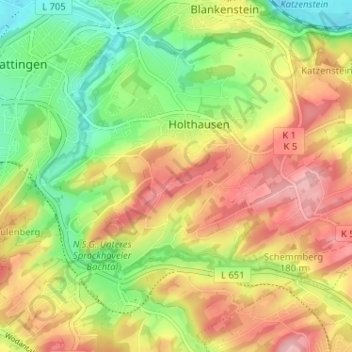 Mapa topográfico Am Hagen, altitude, relevo