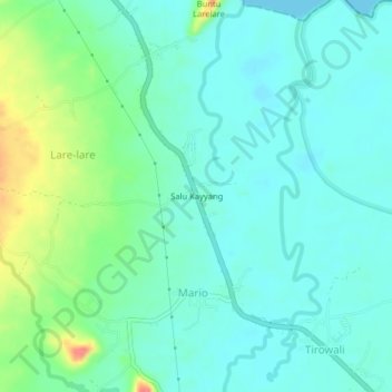 Mapa topográfico Salu Kayyang, altitude, relevo