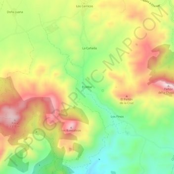 Mapa topográfico El Villar, altitude, relevo