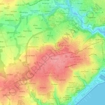 Mapa topográfico Keranroux, altitude, relevo