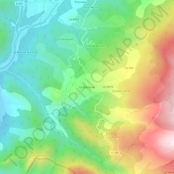 Mapa topográfico La Bourasse, altitude, relevo