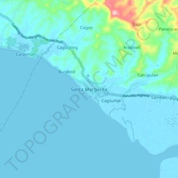 Mapa topográfico Santa Margarita, altitude, relevo