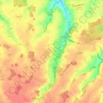 Mapa topográfico Weichstetten, altitude, relevo