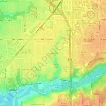 Mapa topográfico Avalon Hills, altitude, relevo