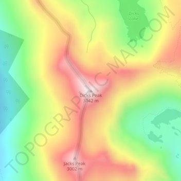 Mapa topográfico Dicks Peak, altitude, relevo