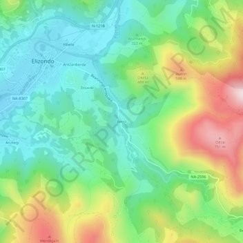 Mapa topográfico Berro, altitude, relevo