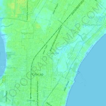 Mapa topográfico Sidakaya, altitude, relevo