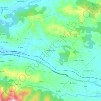 Mapa topográfico El Remediu, altitude, relevo