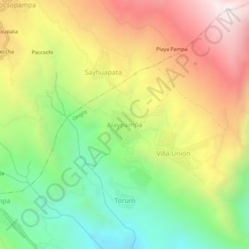 Mapa topográfico Alaypampa, altitude, relevo