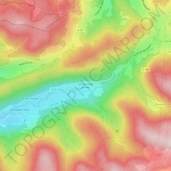 Mapa topográfico Les Blanches Roches, altitude, relevo
