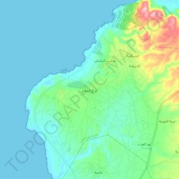 Mapa topográfico Burj Islam, altitude, relevo