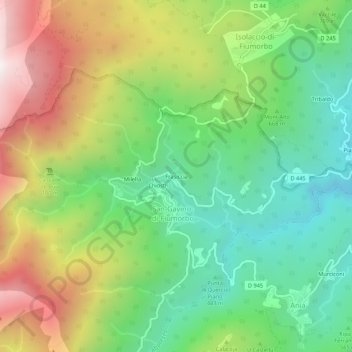 Mapa topográfico Frasiccia, altitude, relevo