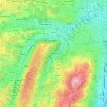 Mapa topográfico Saint-Fonds, altitude, relevo