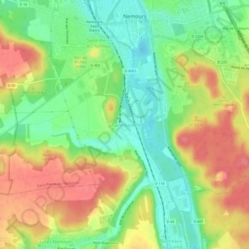 Mapa topográfico Chaintréauville, altitude, relevo