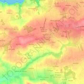 Mapa topográfico Mescosquer, altitude, relevo