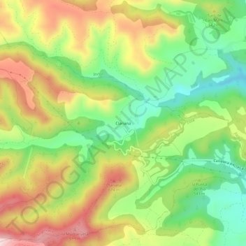 Mapa topográfico Clariana, altitude, relevo