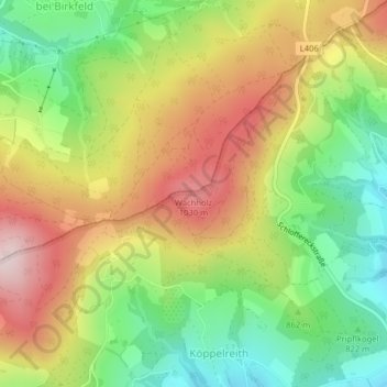 Mapa topográfico Wachholz, altitude, relevo
