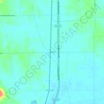 Mapa topográfico Ritchie, altitude, relevo