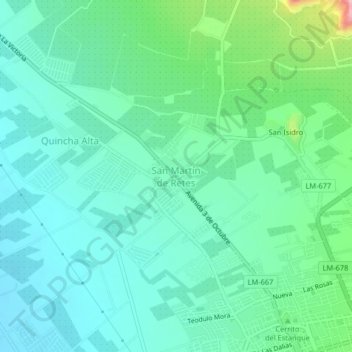 Mapa topográfico San Martín de Retes, altitude, relevo