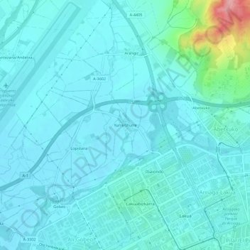 Mapa topográfico Yurre, altitude, relevo