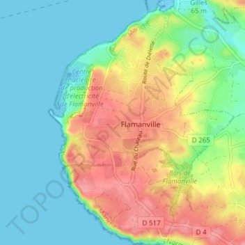 Mapa topográfico La Coquaise, altitude, relevo