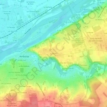 Mapa topográfico La Mothe, altitude, relevo