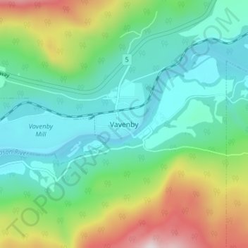 Mapa topográfico Vavenby, altitude, relevo